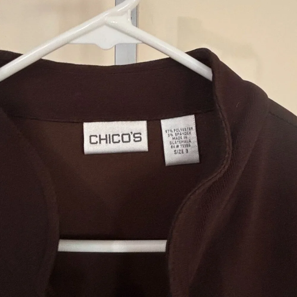 Chicos Brown Zip Up Jacket Decorative Heart Patch Size 3 XL 16 18 - Picture 2 of 10